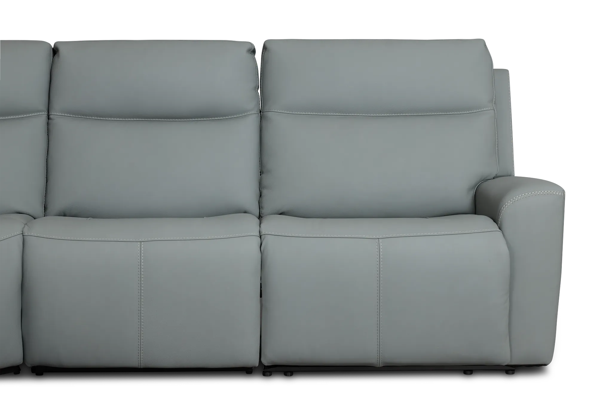 Flexsteel Sterling Blue Lthr/vinyl Small Triple Power Reclining Two-arm Sectional
