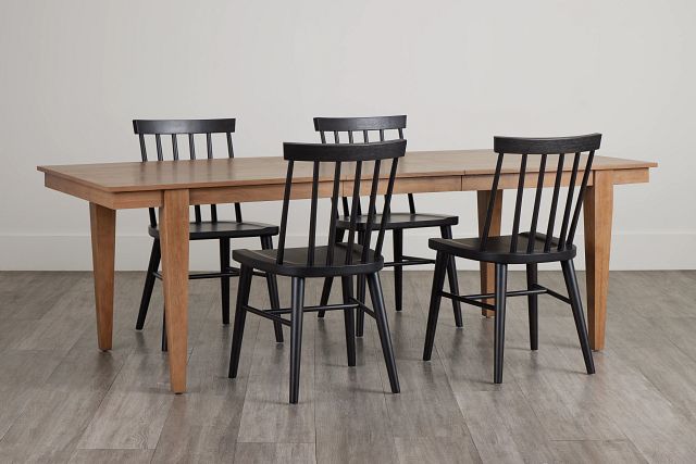 Provo Mid Tone Rect Table & 4 Wood Chairs
