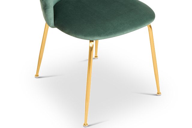 Capri Dark Green Velvet Upholstered Side Chair W/ Gold Legs