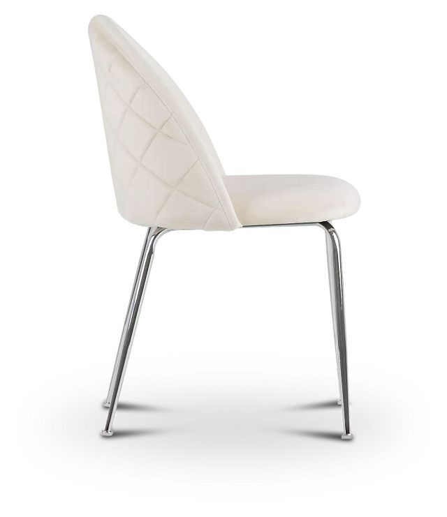 Capri Ivory Upholstered Side Chair W/ Chrome Legs (2)