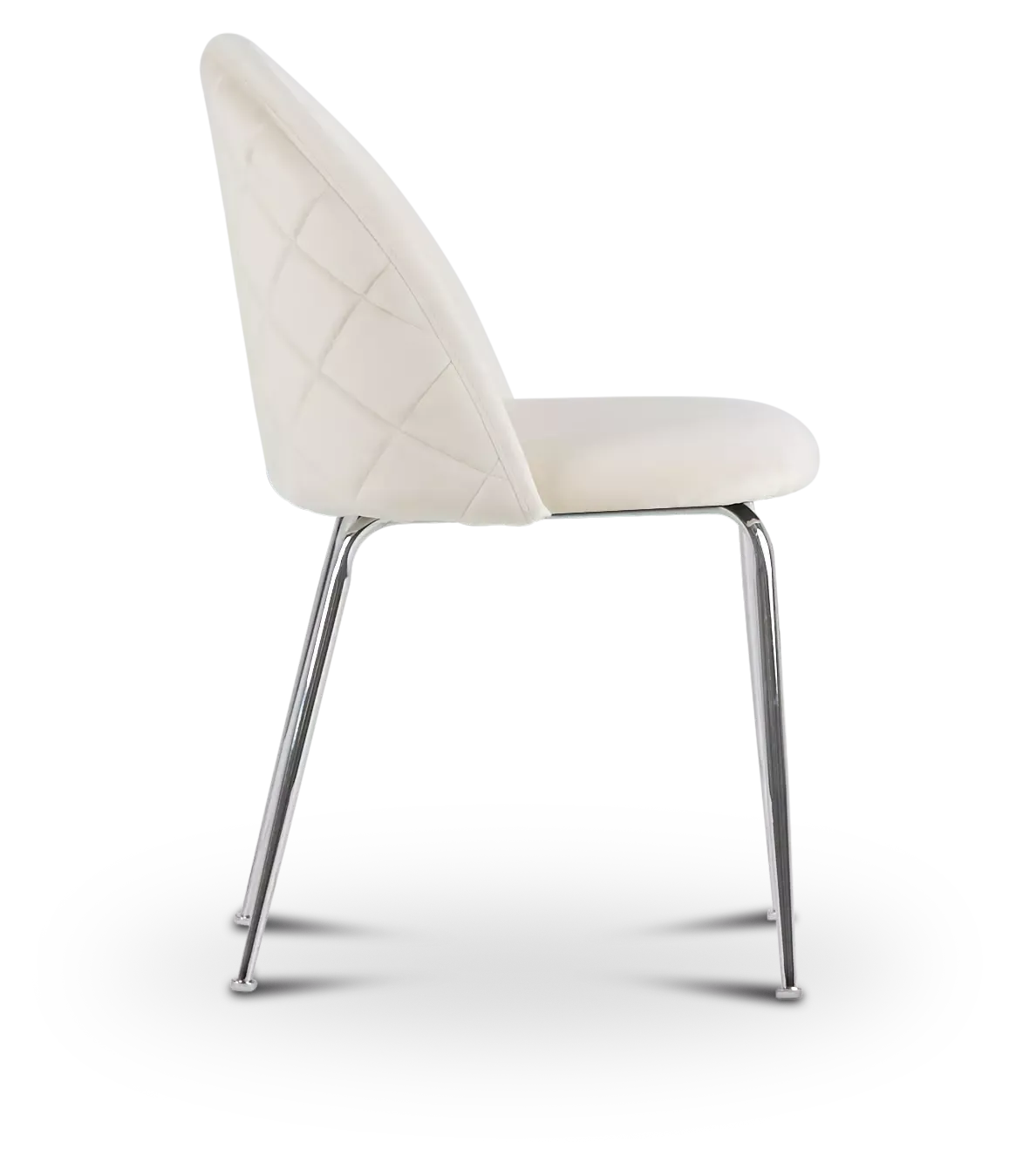 Capri Ivory Velvet Upholstered Side Chair W/ Chrome Legs