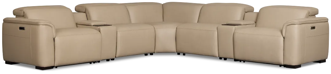 Flexsteel Brodie Taupe Lthr/vinyl Large Dual Power Reclining Two-arm Sectional
