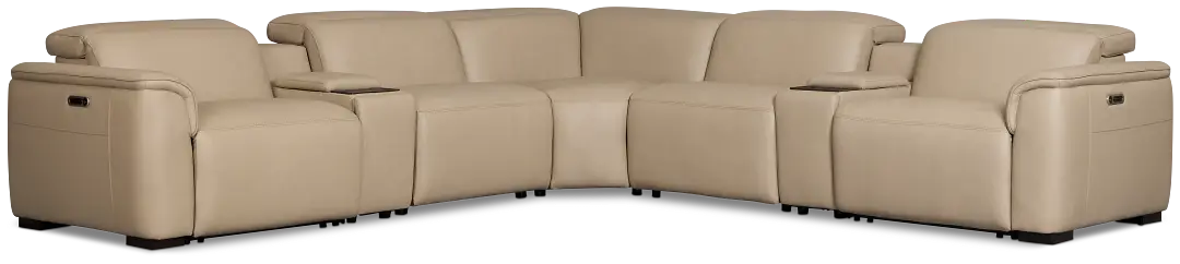 Flexsteel Brodie Taupe Lthr/vinyl Large Dual Power Reclining Two-arm Sectional Flexsteel Brodie Taupe Lthr/vinyl Large Dual Power Reclining Two-arm Sectional