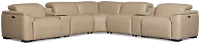 Brodie Taupe Lthr/vinyl Large Dual Power Reclining Two-arm Sectional