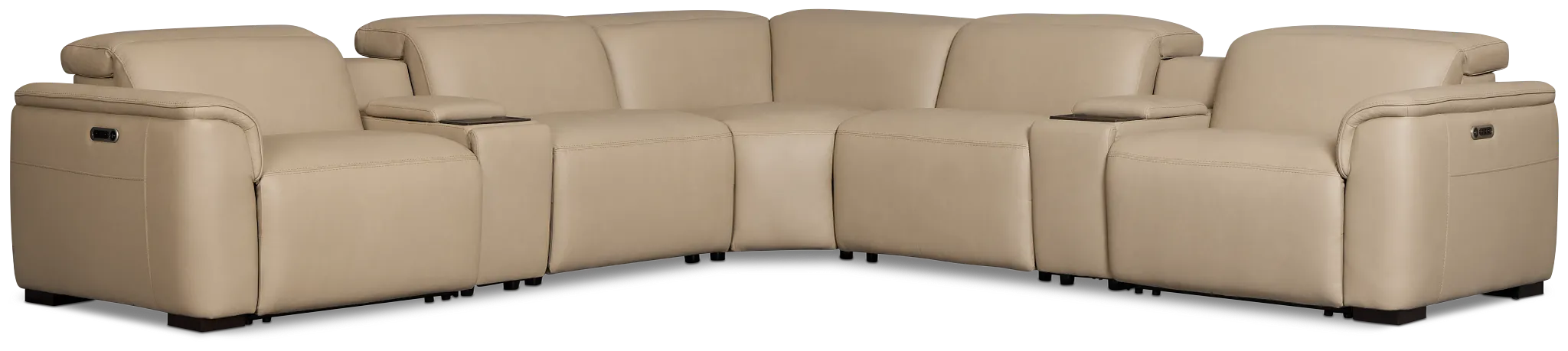 Brodie Taupe Lthr/vinyl Large Dual Power Reclining Two-arm Sectional