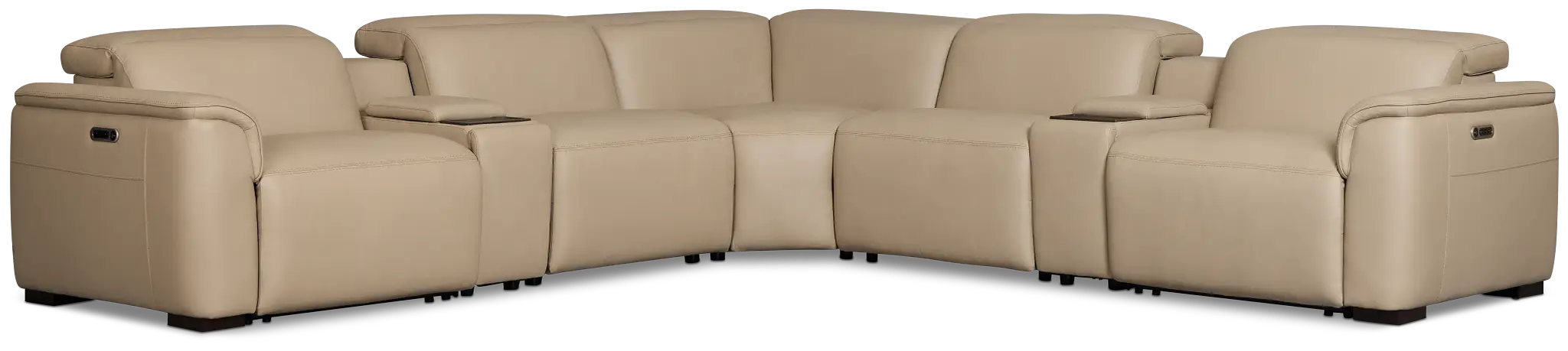 Brodie Taupe Lthr/vinyl Large Dual Power Reclining Two-arm Sectional Brodie Taupe Lthr/vinyl Large Dual Power Reclining Two-arm Sectional