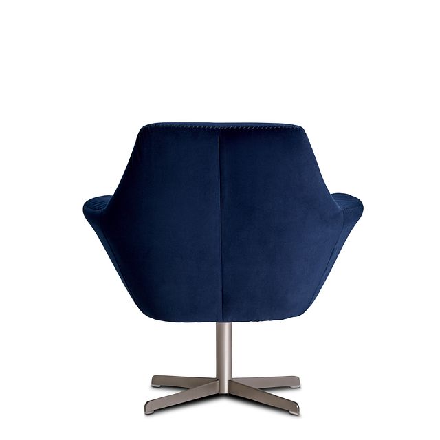 Xander Dark Blue Velvet Swivel Accent Chair