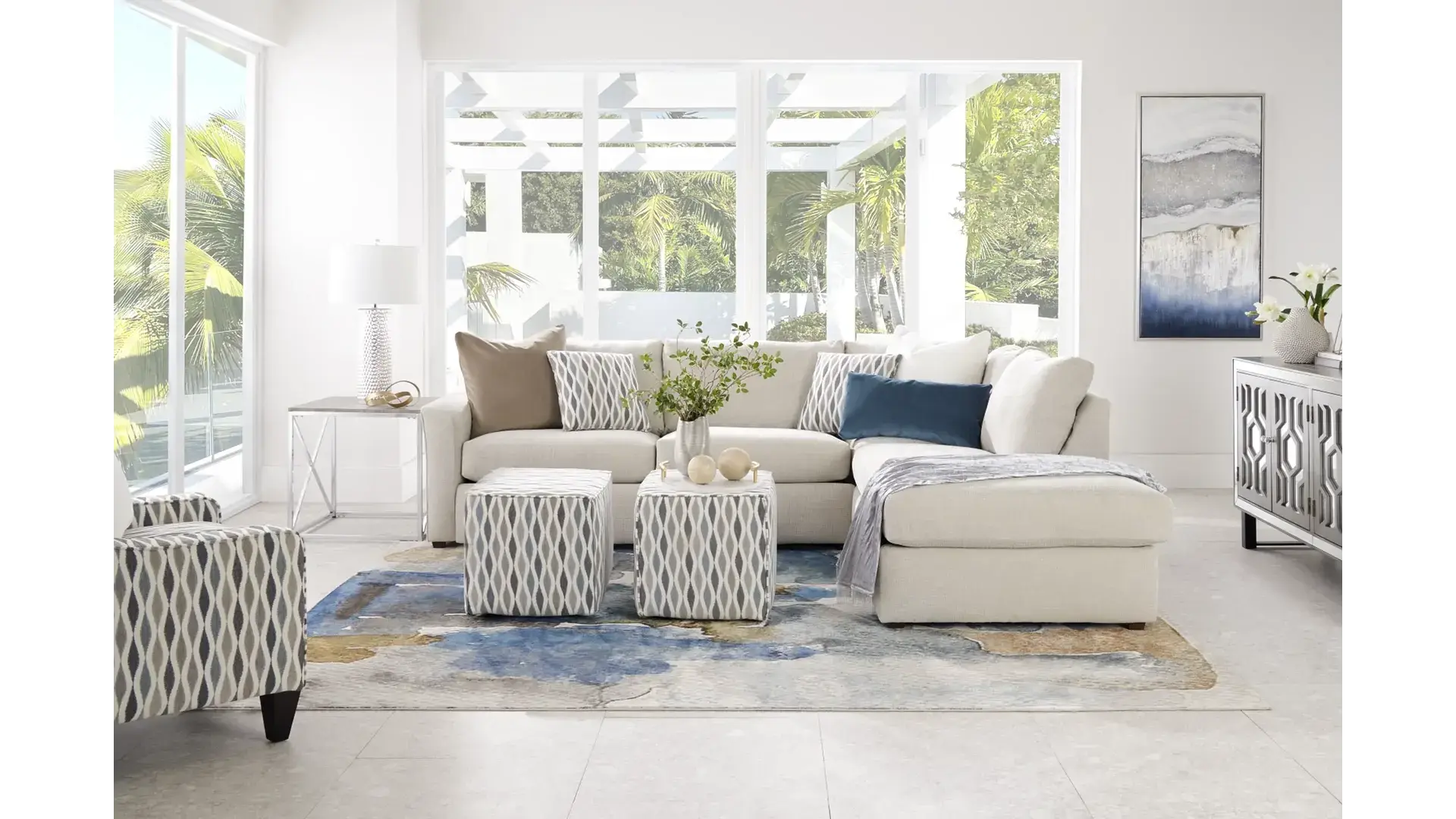 Balancing A Cream Color Living Room Space