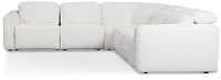 Ryland White Fabric Small Two-arm Power Reclining Sectional
