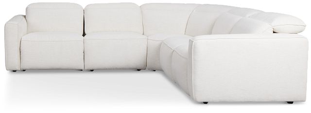 Ryland White Fabric Small Two-arm Power Reclining Sectional