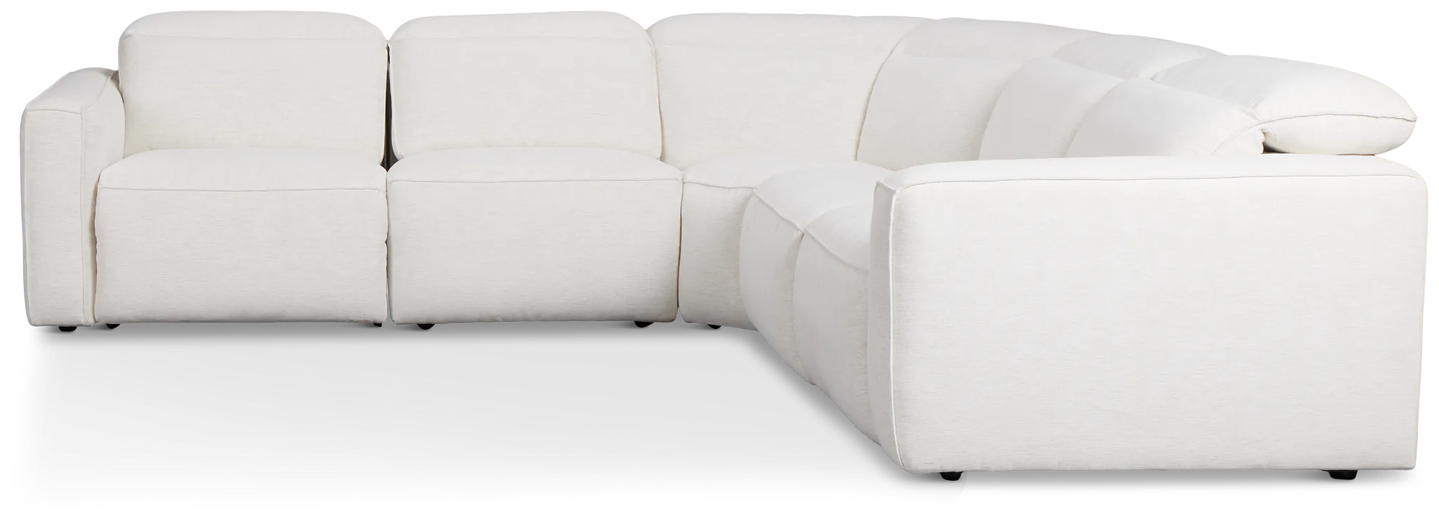 Ryland White Fabric Small Two-arm Power Reclining Sectional