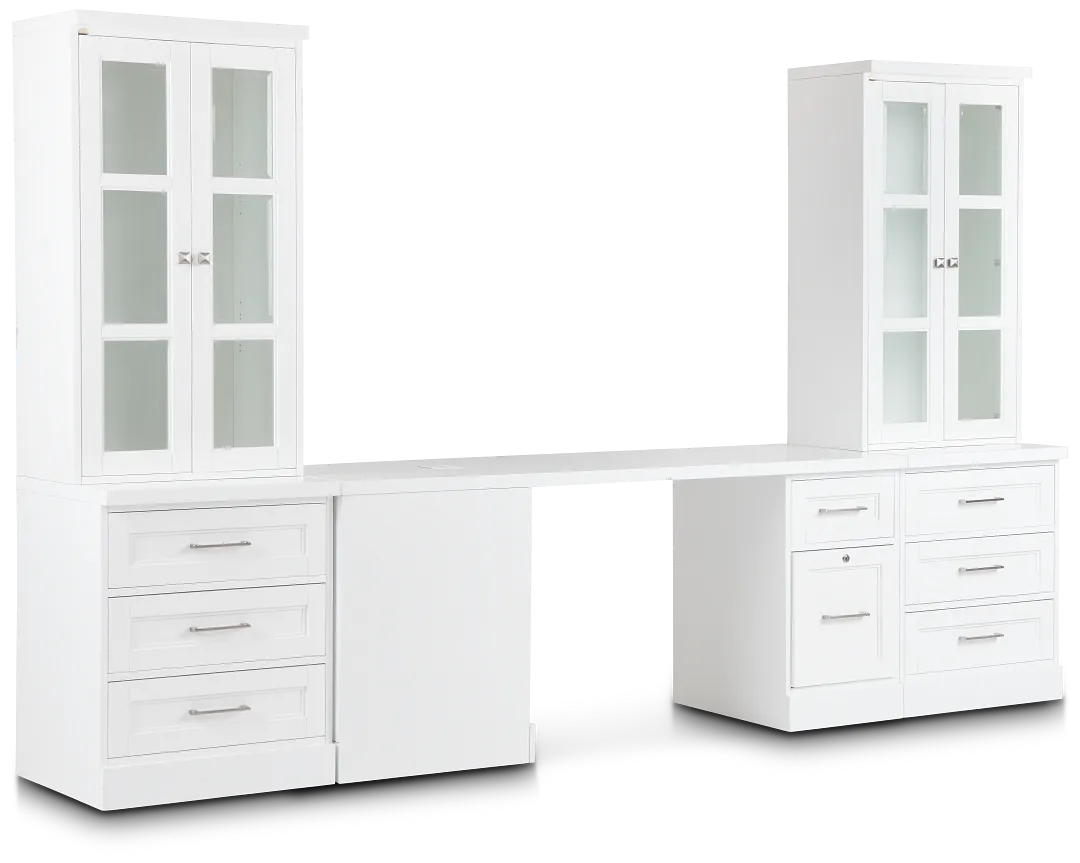 Newport White Small Peninsula Drawer Wall Desk