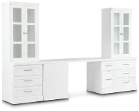 Newport White Small Peninsula Drawer Wall Desk