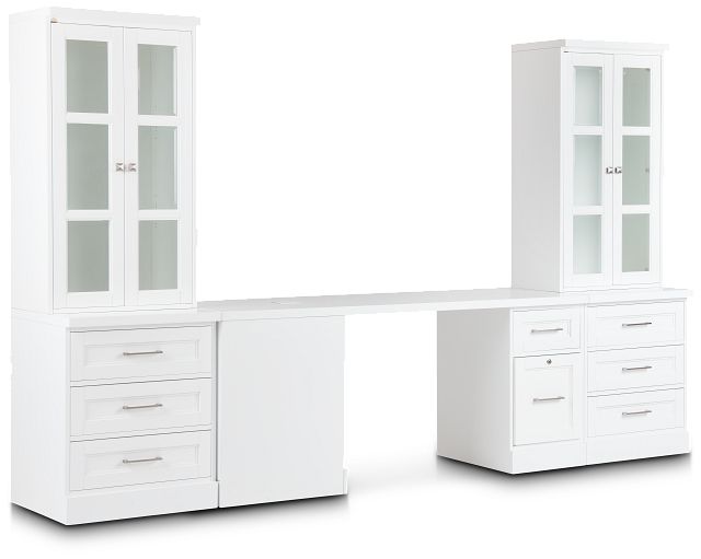 Newport White Small Peninsula Drawer Wall Desk