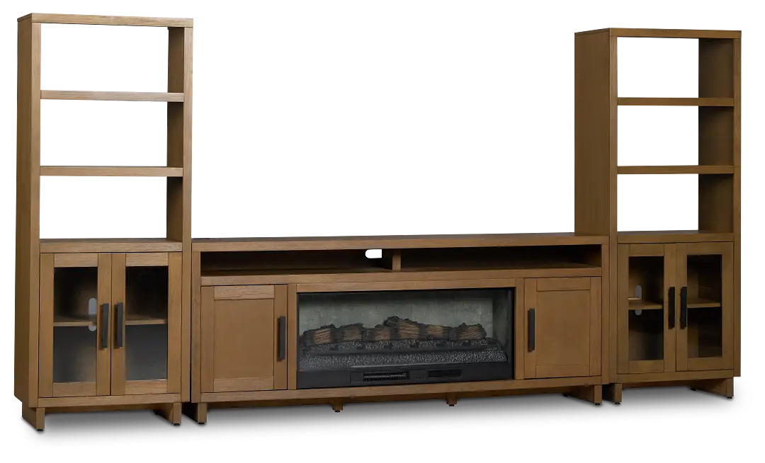 Richmond Light Tone 80" Door Pier Entertainment Wall With Fireplace Richmond Light Tone 80" Door Pier Entertainment Wall With Fireplace