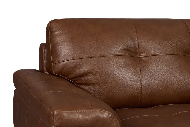 Braden Medium Brown Leather Small Right Bumper Sectional