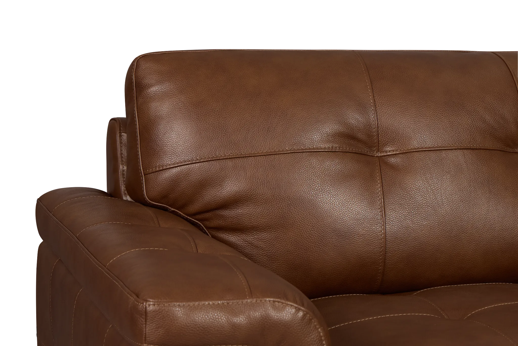 Braden Medium Brown Leather Small Right Bumper Sectional