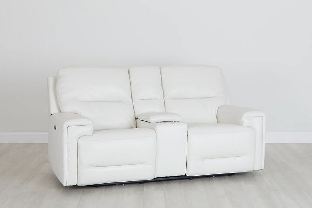 Porto White Lthr Vinyl Power Reclining, Off White Leather Reclining Sofa And Loveseat