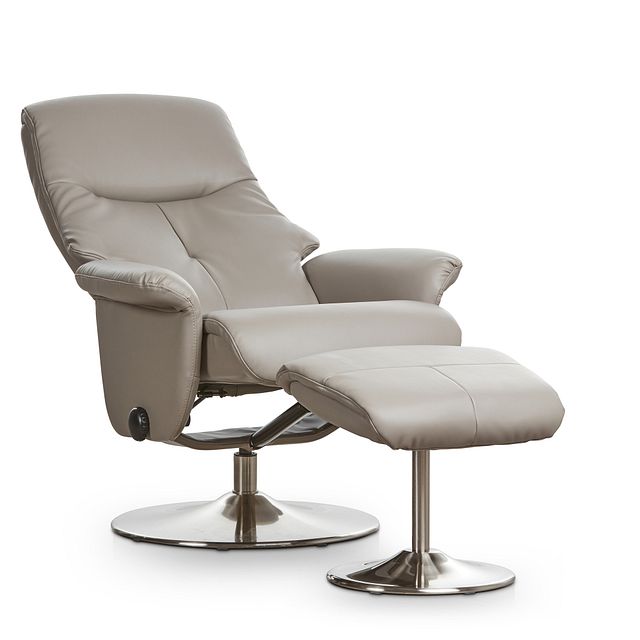 Evans Gray Micro Recliner & Ottoman