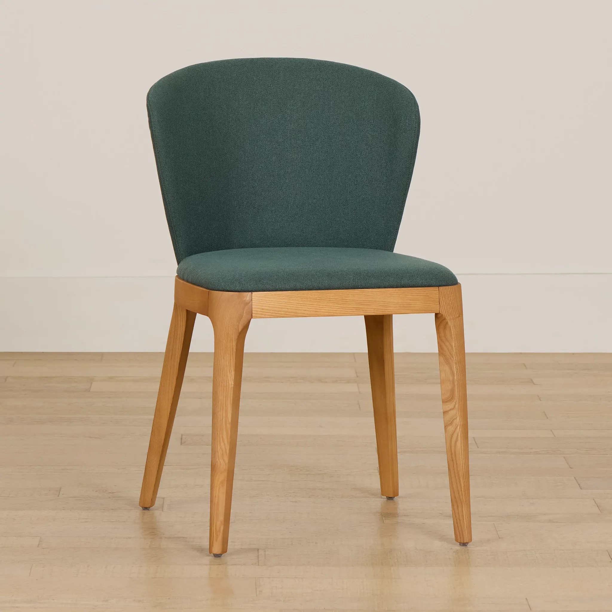 Nomad Dark Green Upholstered Side Chair With Light Tone Legs