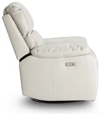 Mason Light Gray Leather Power Swivel Glider Recliner