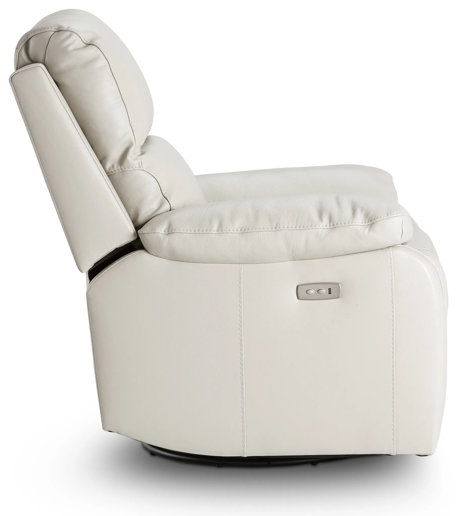 Mason Light Gray Leather Power Swivel Glider Recliner