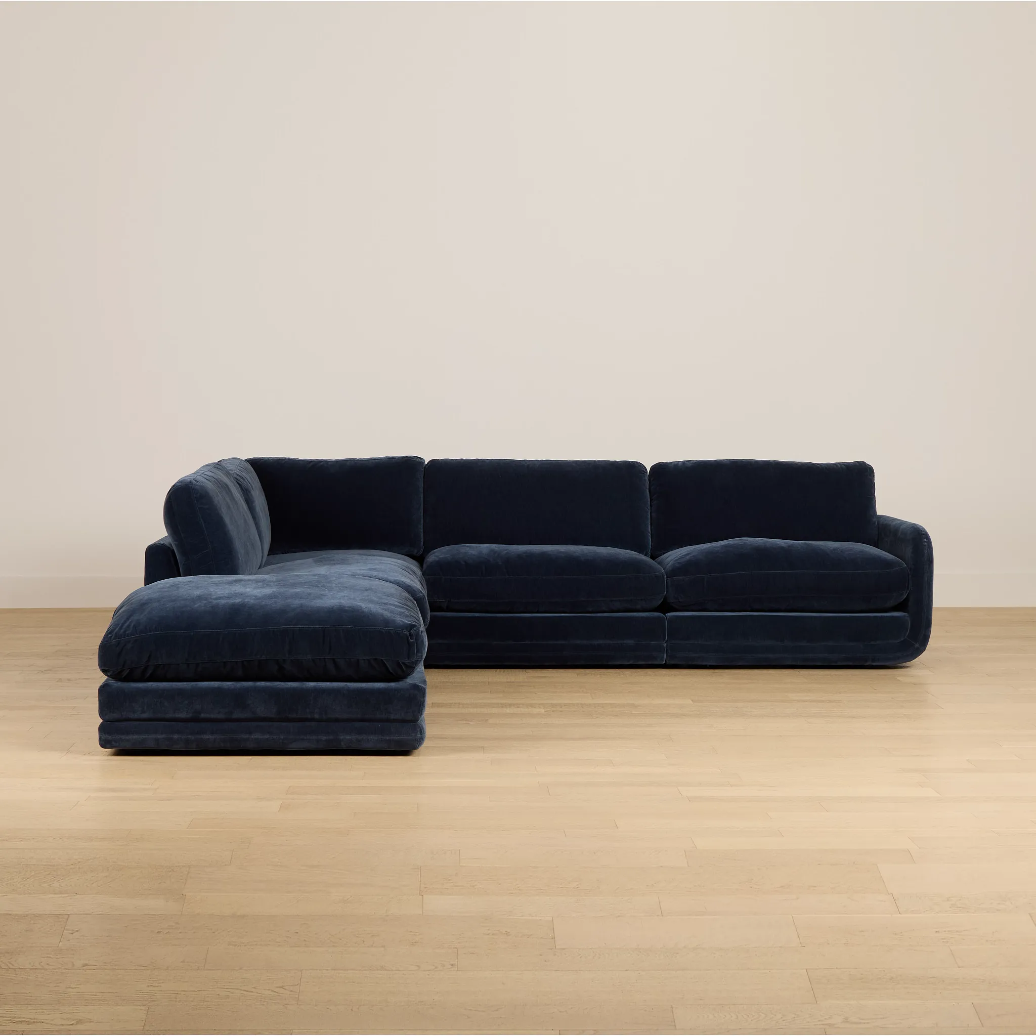 Jules Dark Blue Velvet 5-piece Left Facing Bumper Sectional