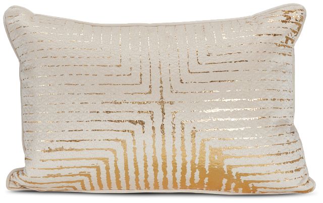 Lara Beige Velvet Lumbar Accent Pillow