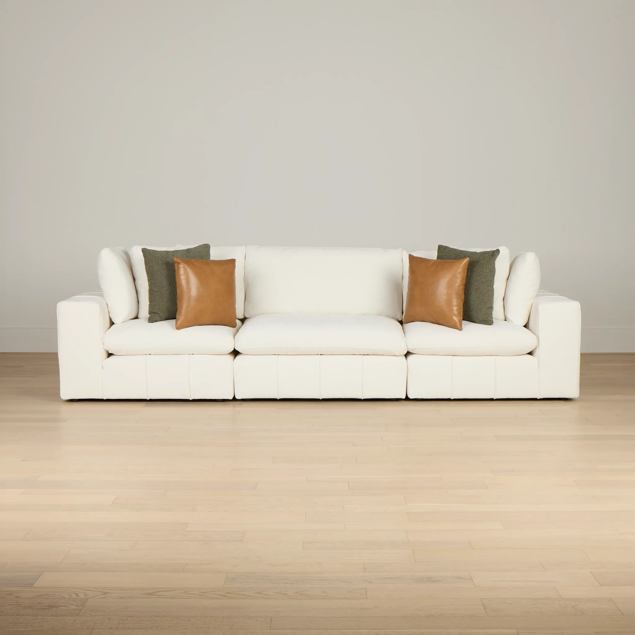 Cruz White Fabric 3-piece Modular Sofa