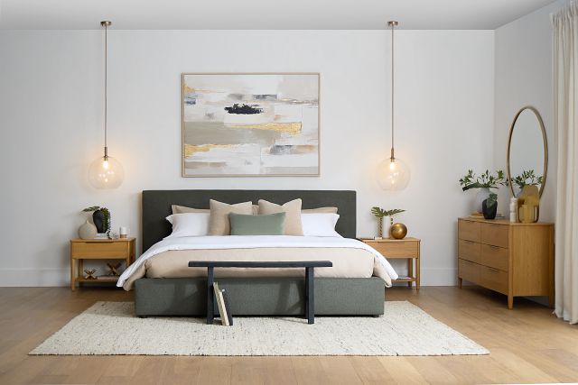 Grayton Sutton Green 44" Upholstered Platform Bed