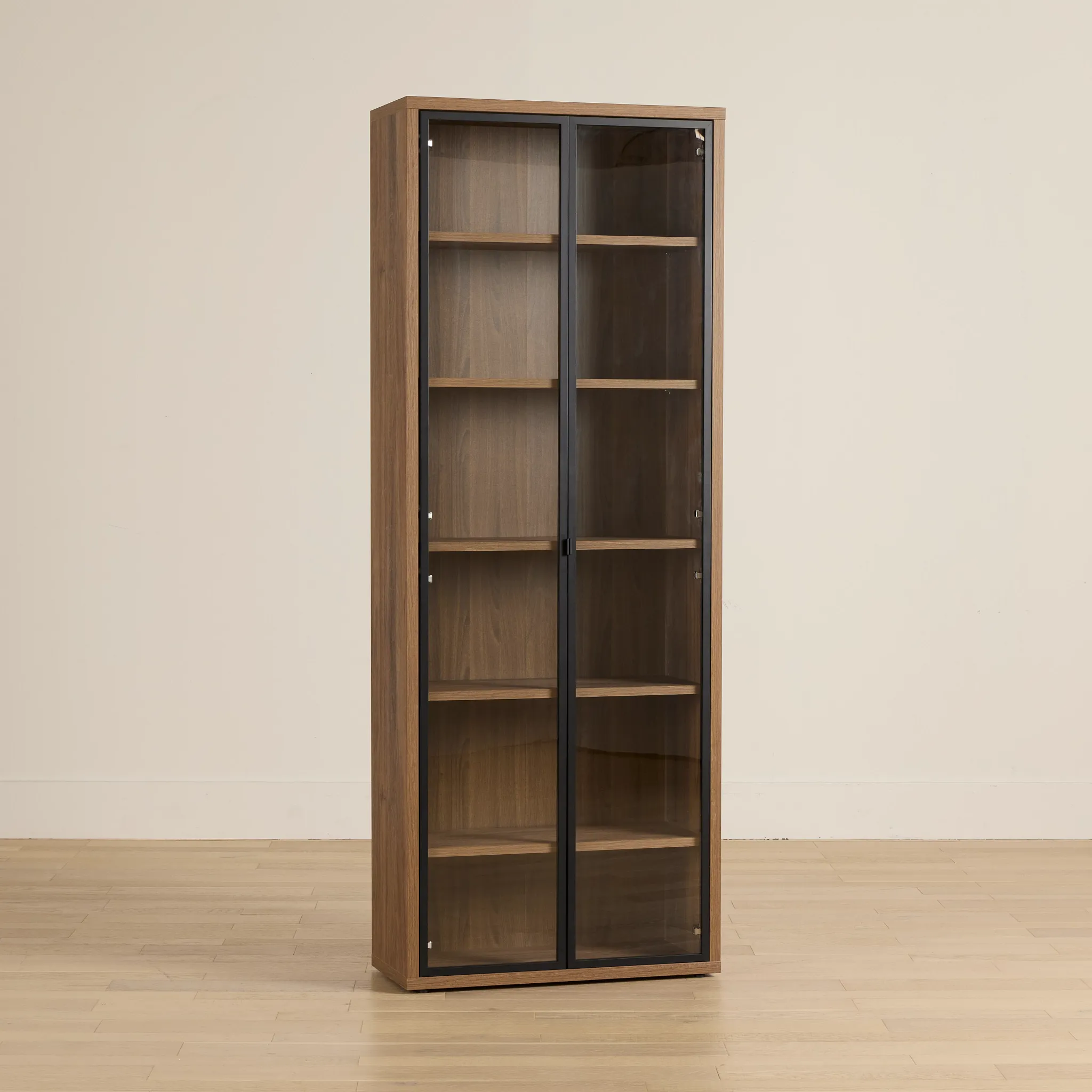 Trento Mid Tone Glass Small Door Bookcase Wall