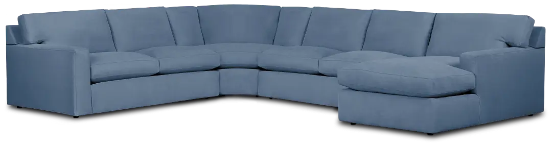 Hudson Blue Fabric Medium Right Chaise Wedge Sectional Hudson Blue Fabric Medium Right Chaise Wedge Sectional