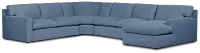 Hudson Blue Fabric Medium Right Chaise Wedge Sectional