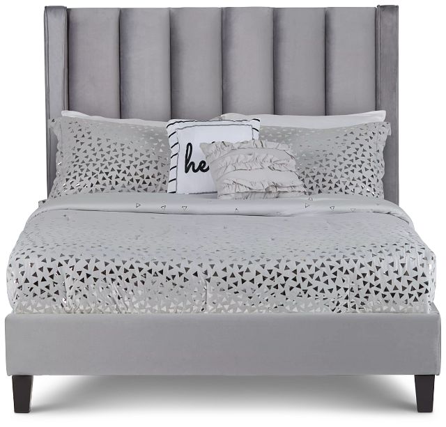 Audrey Dark Gray Velvet Platform Bed