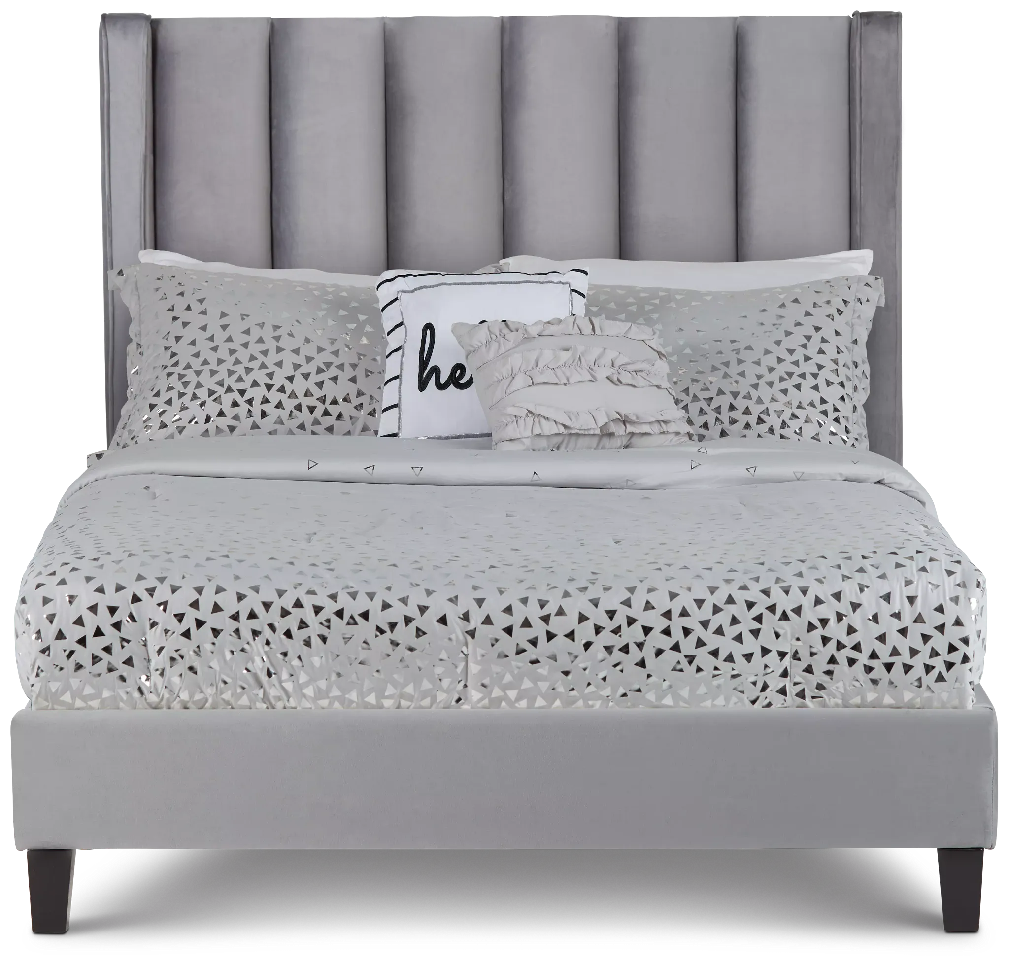 Audrey Dark Gray Velvet Platform Bed