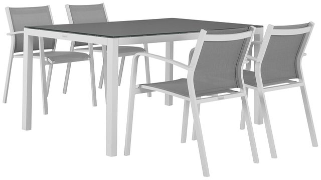 Lisbon Gray 60" Rectangular Table & 4 Chairs