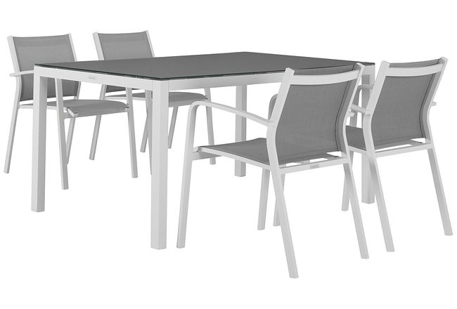 Lisbon Gray 60" Rectangular Table & 4 Chairs