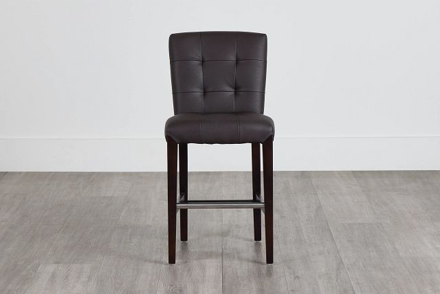 Shelby Dark Brown Micro 24" Upholstered Barstool