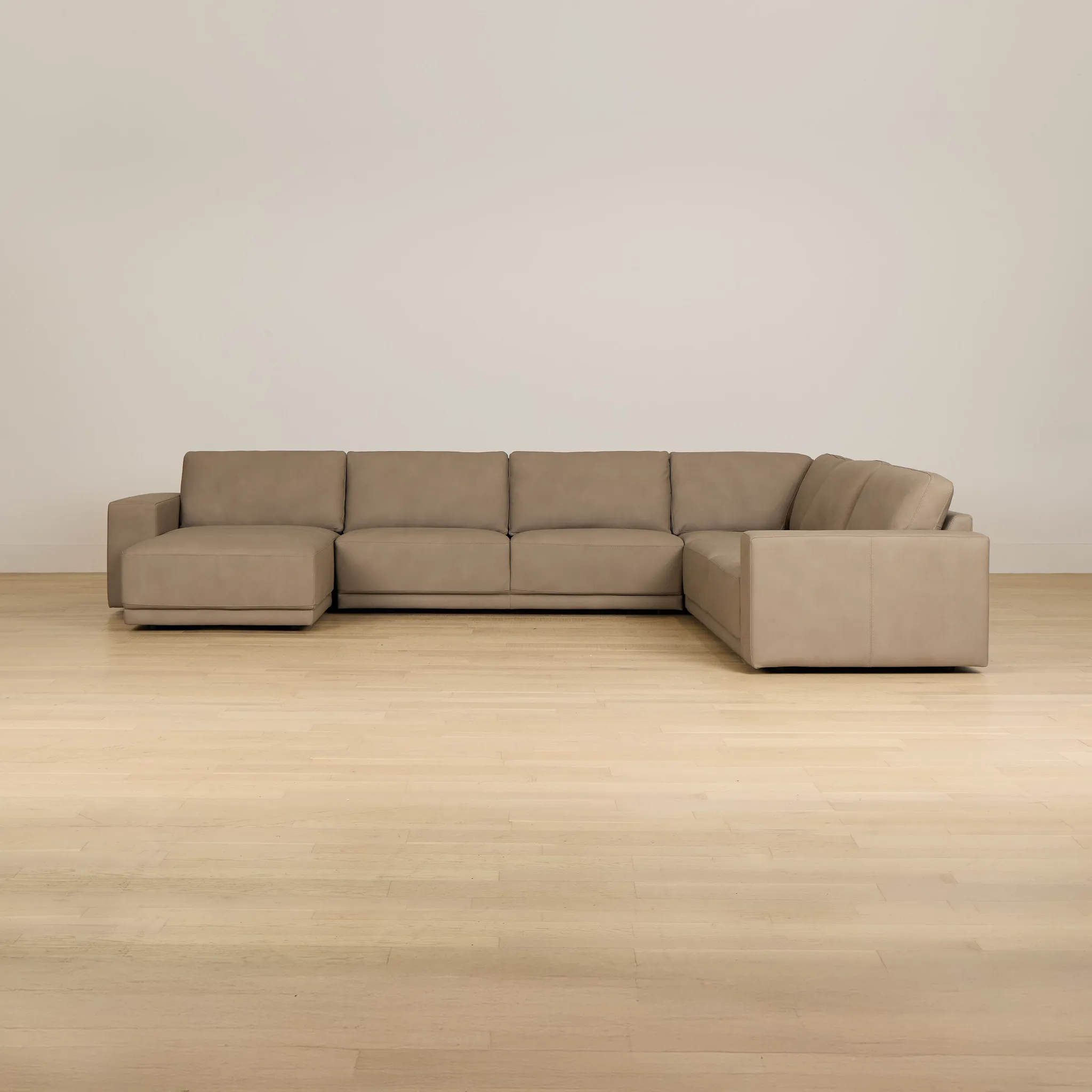 Kellan Taupe Leather Medium Left Chaise Sectional