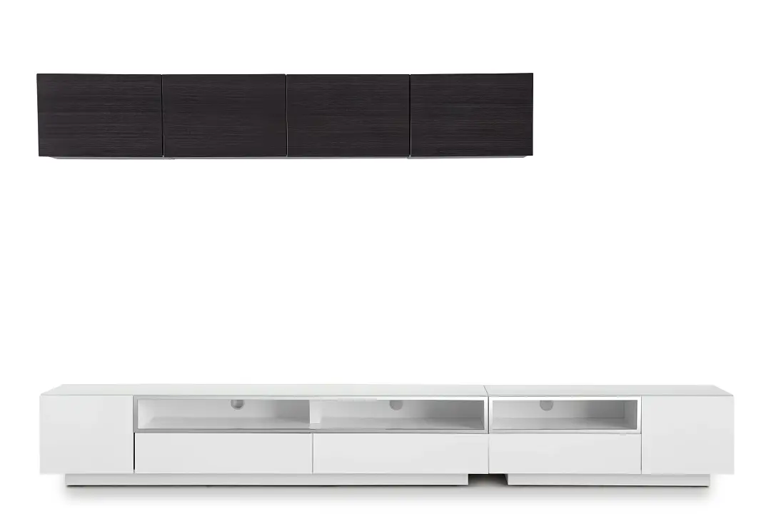 Vancouver 134" White Dark Tone 6-piece Left Modular Entertainment Wall Vancouver 134" White Dark Tone 6-piece Left Modular Entertainment Wall