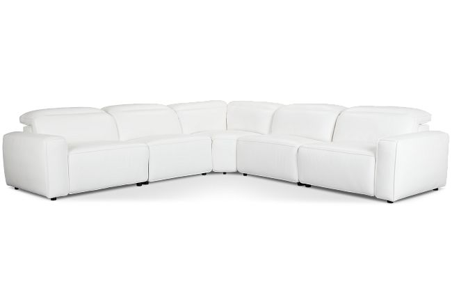 Tidal White Lthr/vinyl Small Two-arm Power Reclining Sectional