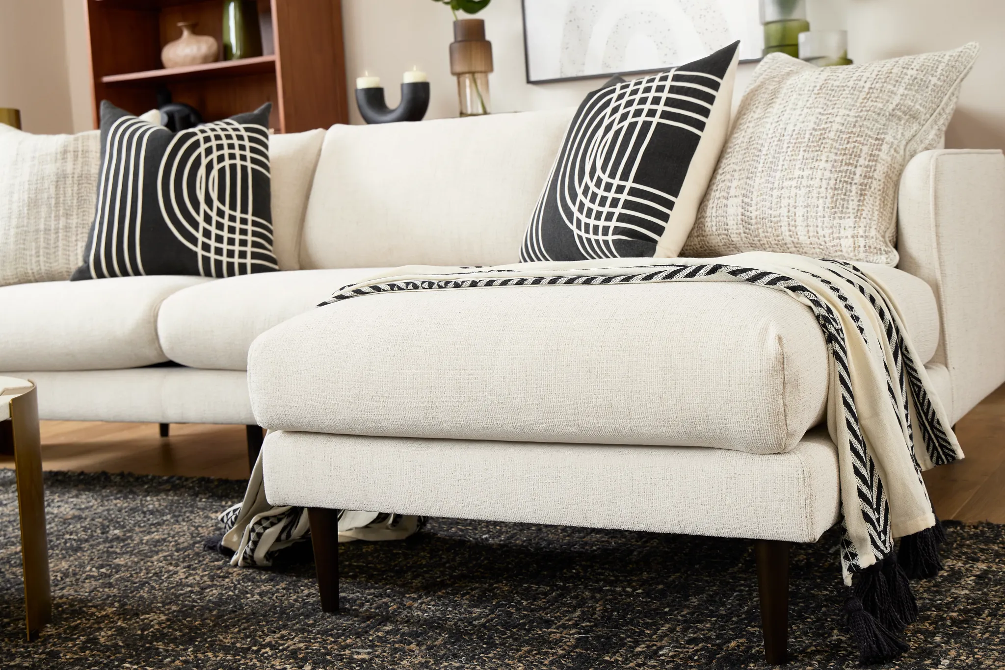 Easton Light Beige Fabric Right Chaise Sectional