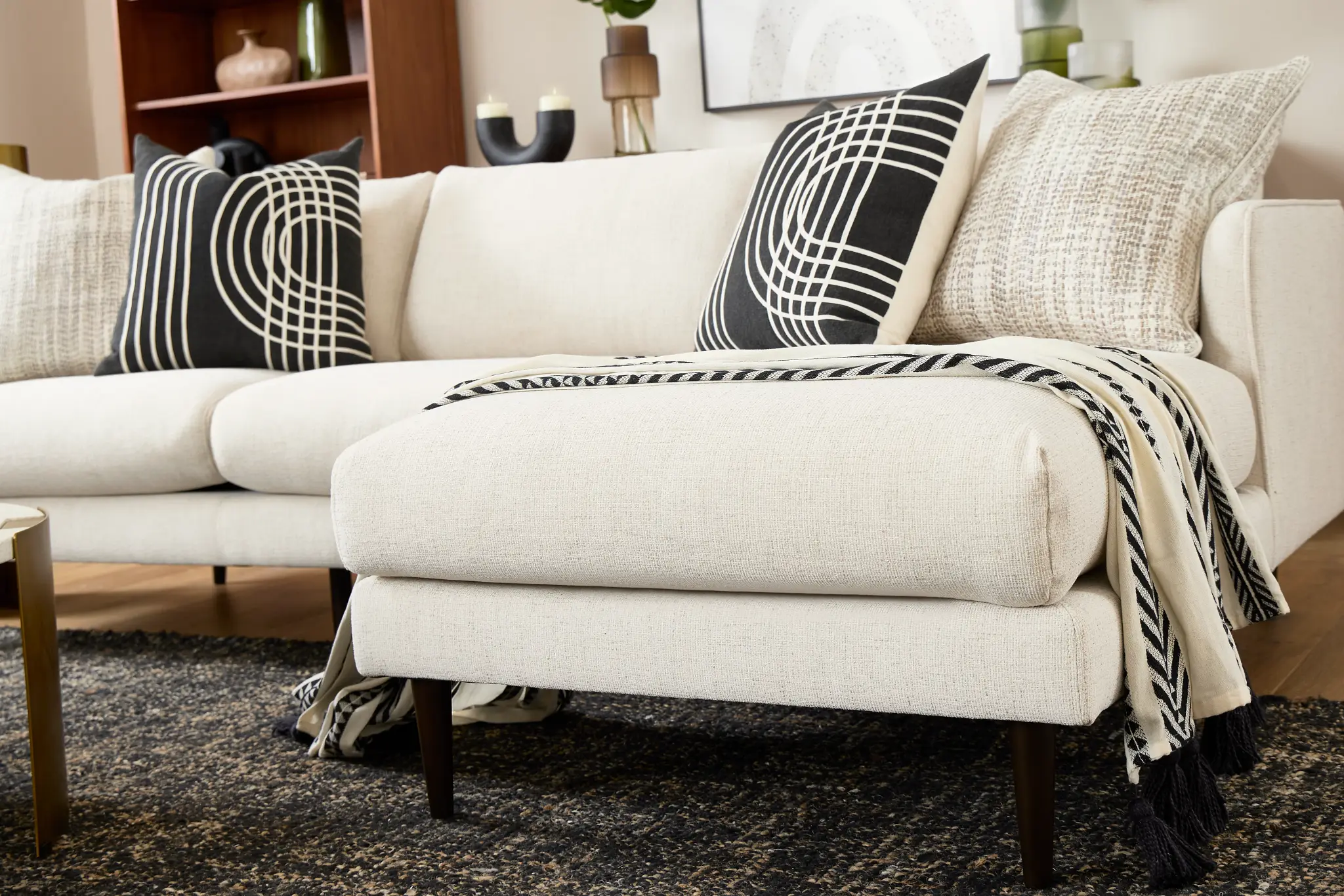 Easton Light Beige Fabric Right Chaise Sectional Easton Light Beige Fabric Right Chaise Sectional