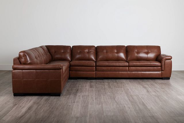 Braden Medium Brown Leather Medium Two-arm Sectional