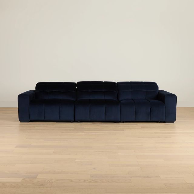 Gemma Navy Velvet Right Chaise Power Reclining Sectional