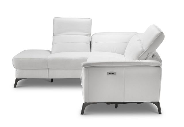 Pearson White Leather Left Bumper Power Reclining Sectional