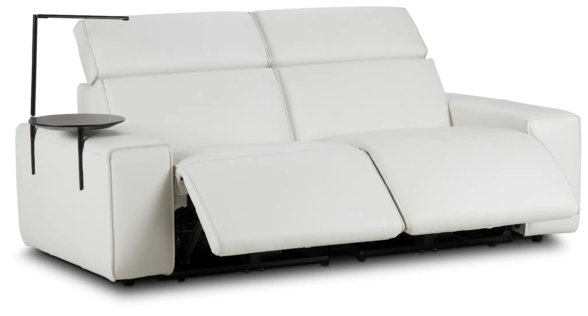 Carmelo White Leather Power Reclining Sofa With Left Table Carmelo White Leather Power Reclining Sofa With Left Table