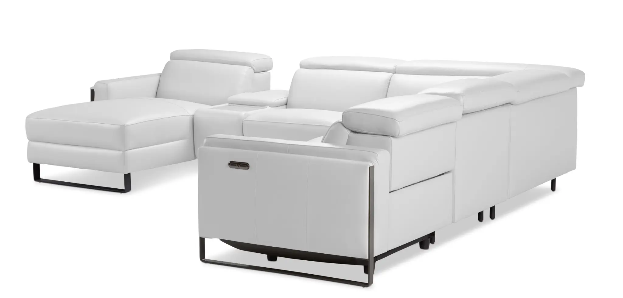 Atlas White Lthr/vinyl Medium Dual Power Left Chaise Sectional Atlas White Lthr/vinyl Medium Dual Power Left Chaise Sectional
