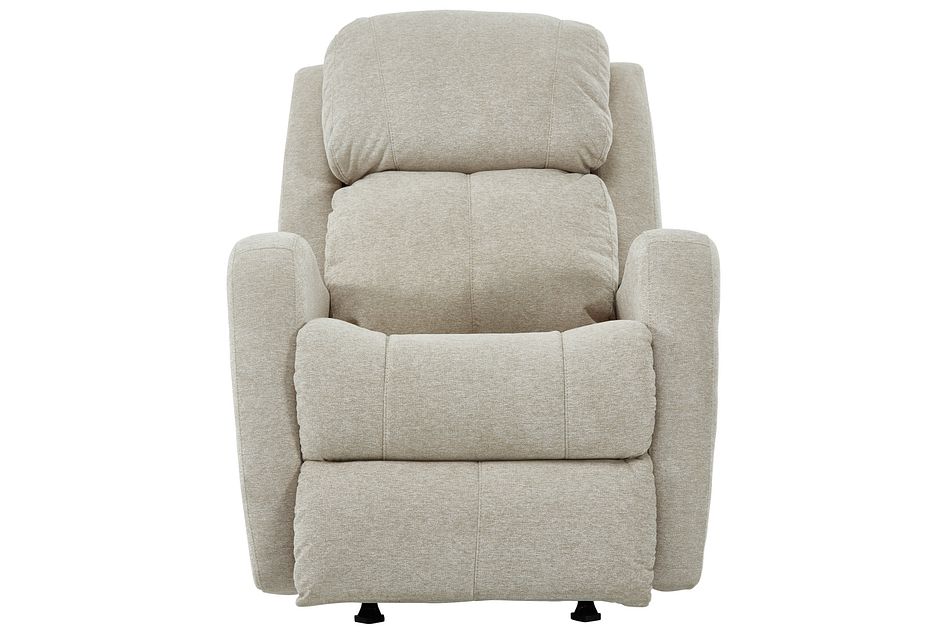 Finn Light Beige Fabric Power Rocker Recliner