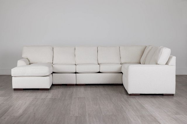 Austin White Fabric Large Left Chaise Sectional (2)